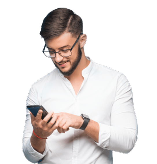 Man with Phone using AQVARUNA